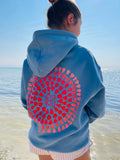 Lost Peaches Boutique Coastal Blue hoodie – women's oversized blue pullover hoodie, front view
